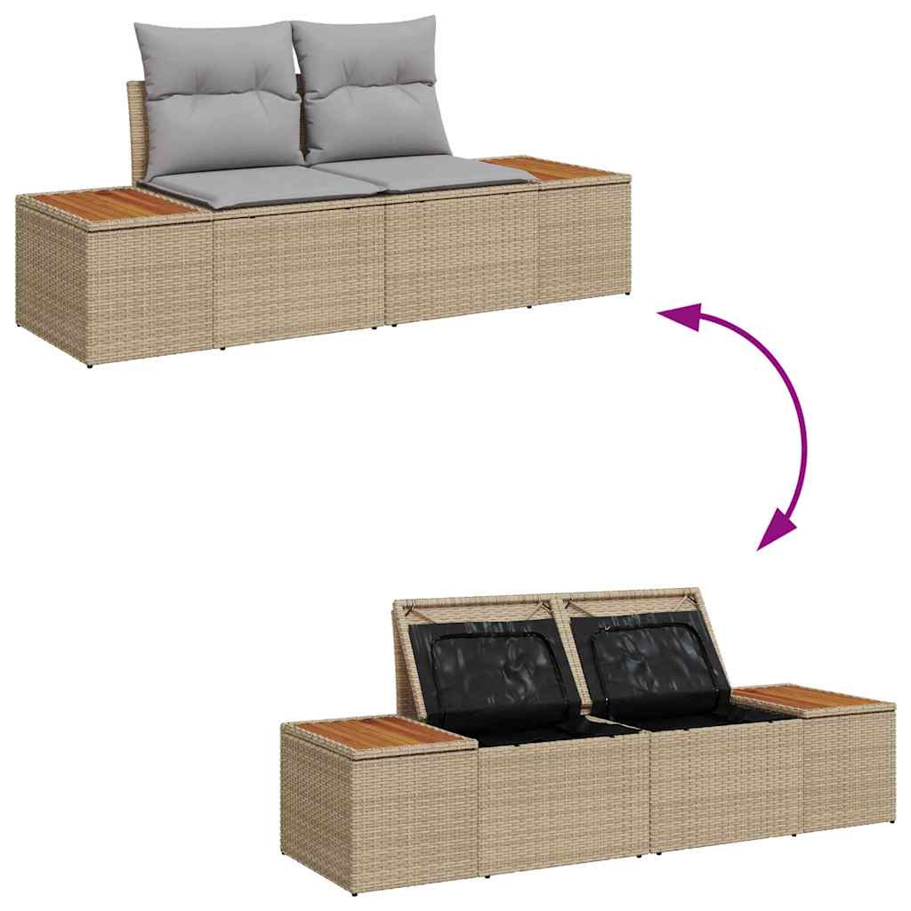 Garten-Sofa-Set 3 pcs Beige und Hellgrau Poly Rattan