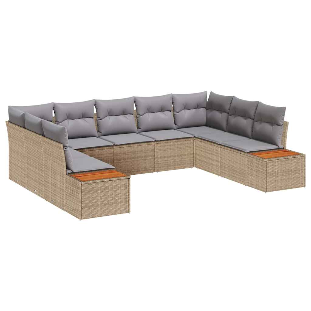 Gartensofa-set mit Kissen 5 pcs Beige und Hellgrau Polyrattan