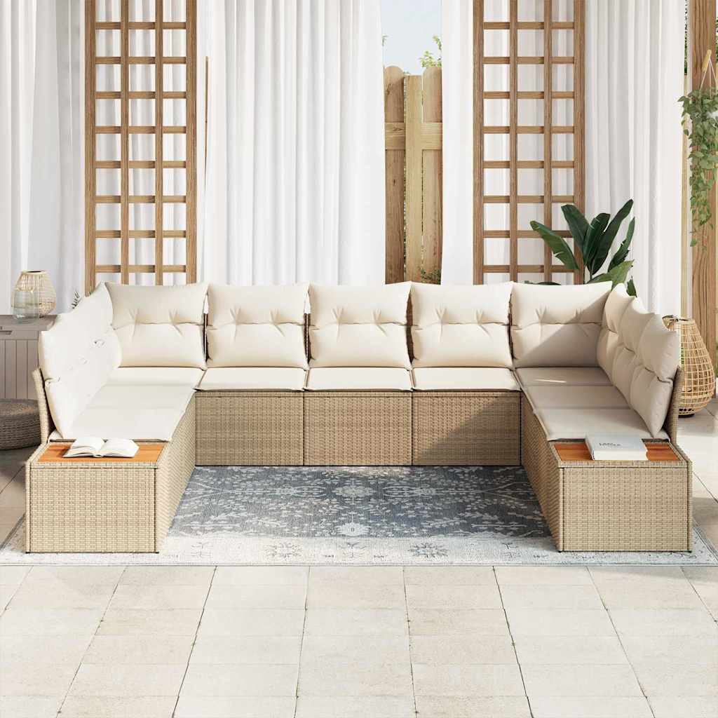 Gartensofa-set mit Kissen 5 pcs Beige und Creme Polyrattan