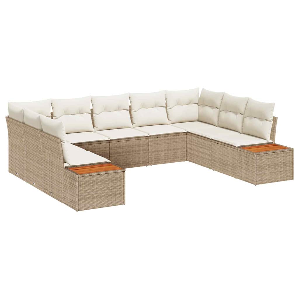 Gartensofa-set mit Kissen 5 pcs Beige und Creme Polyrattan