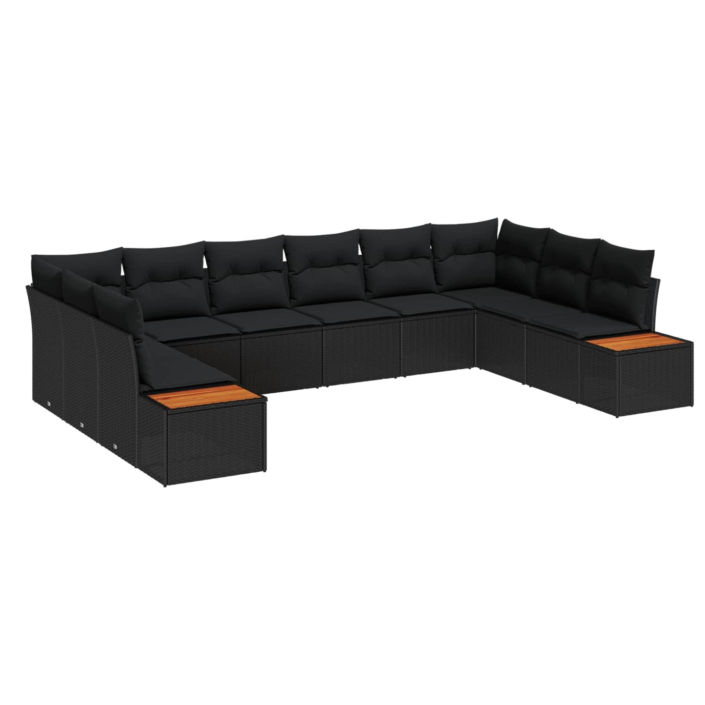 Gartensofa-set mit Kissen 10 pcs Schwarz Polyrattan