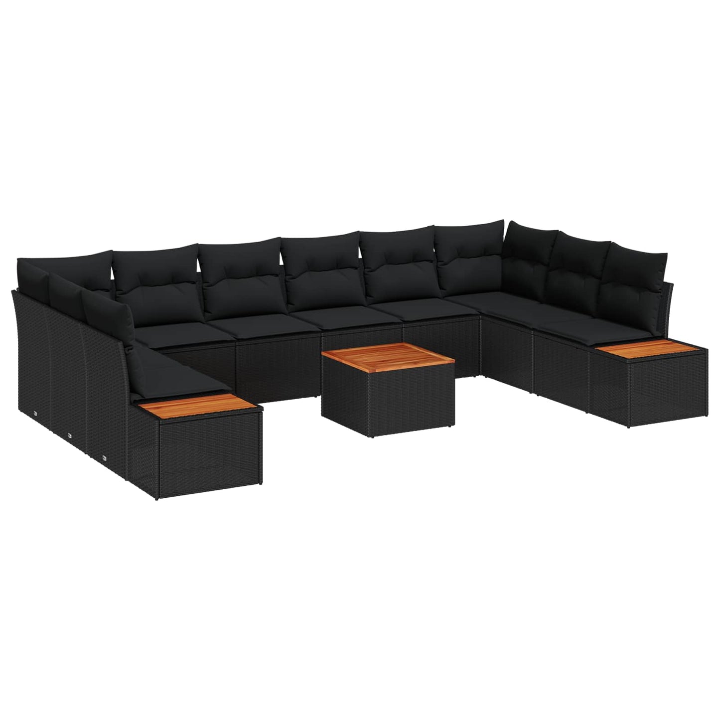 Gartensofa-set mit Kissen 10 pcs Schwarz Polyrattan