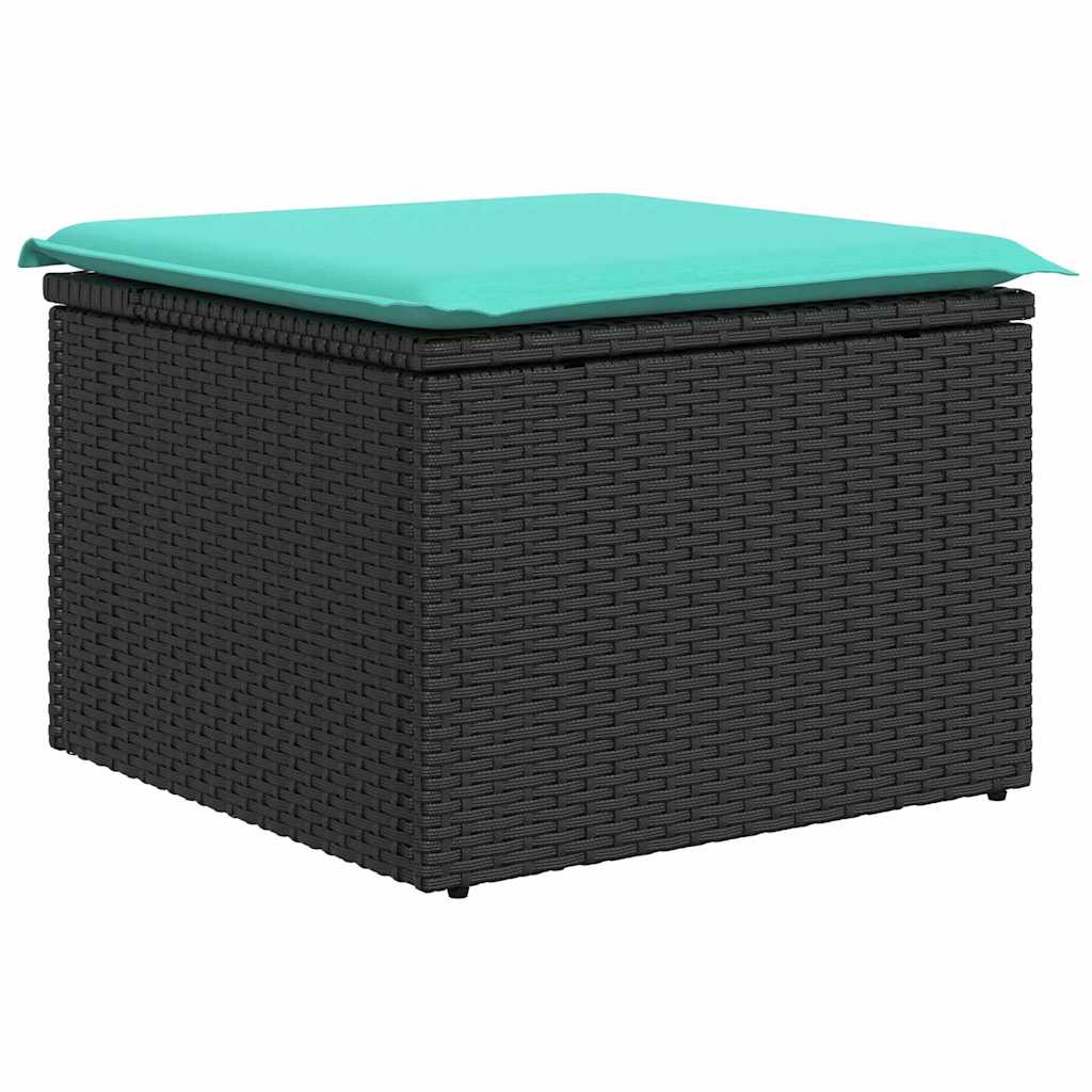 Gartensofa-set mit Kissen 7 pcs Schwarz Poly Rattan