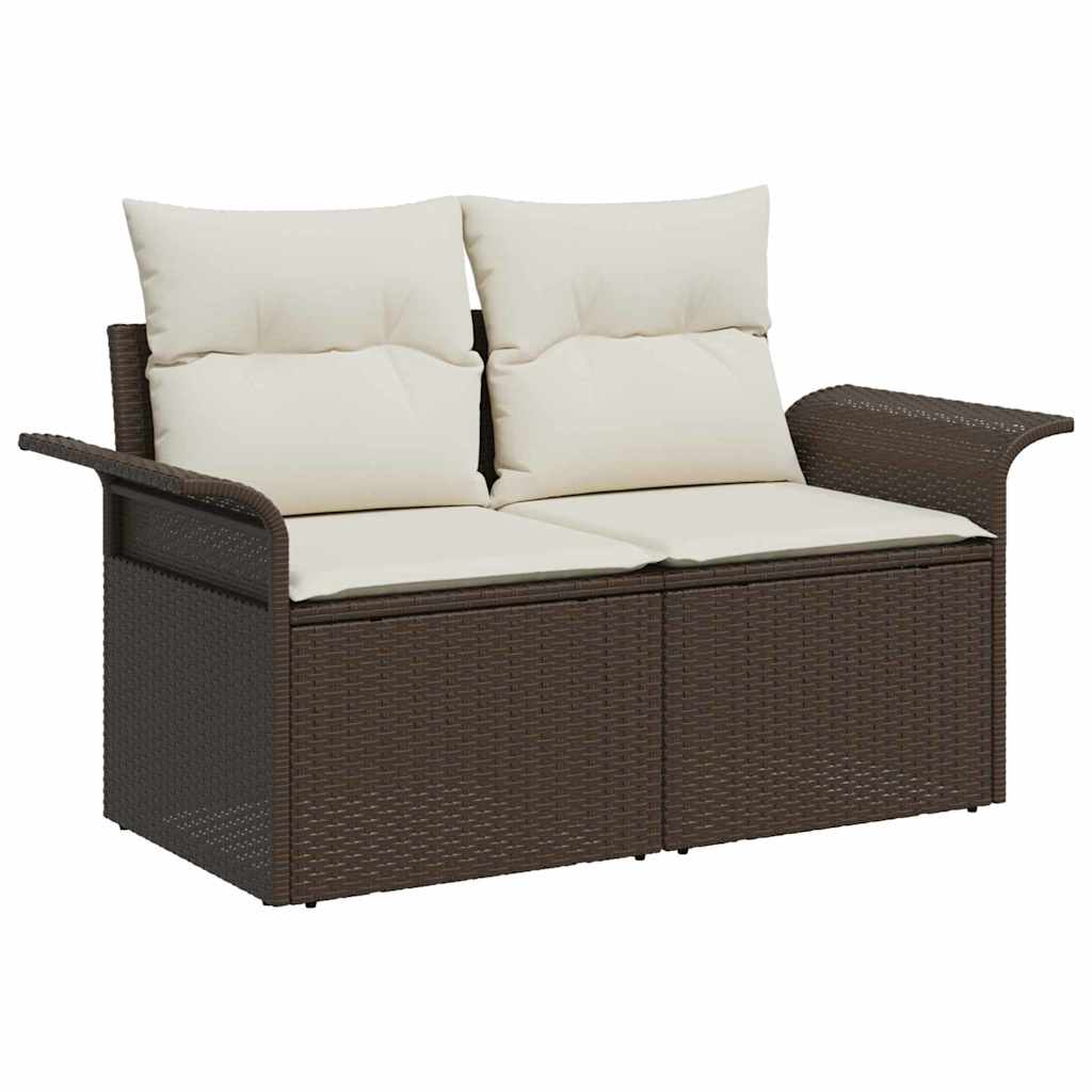 Garten-Sofa-Set mit Kissen mit Speicher 8 pcs Braun Poly Rattan