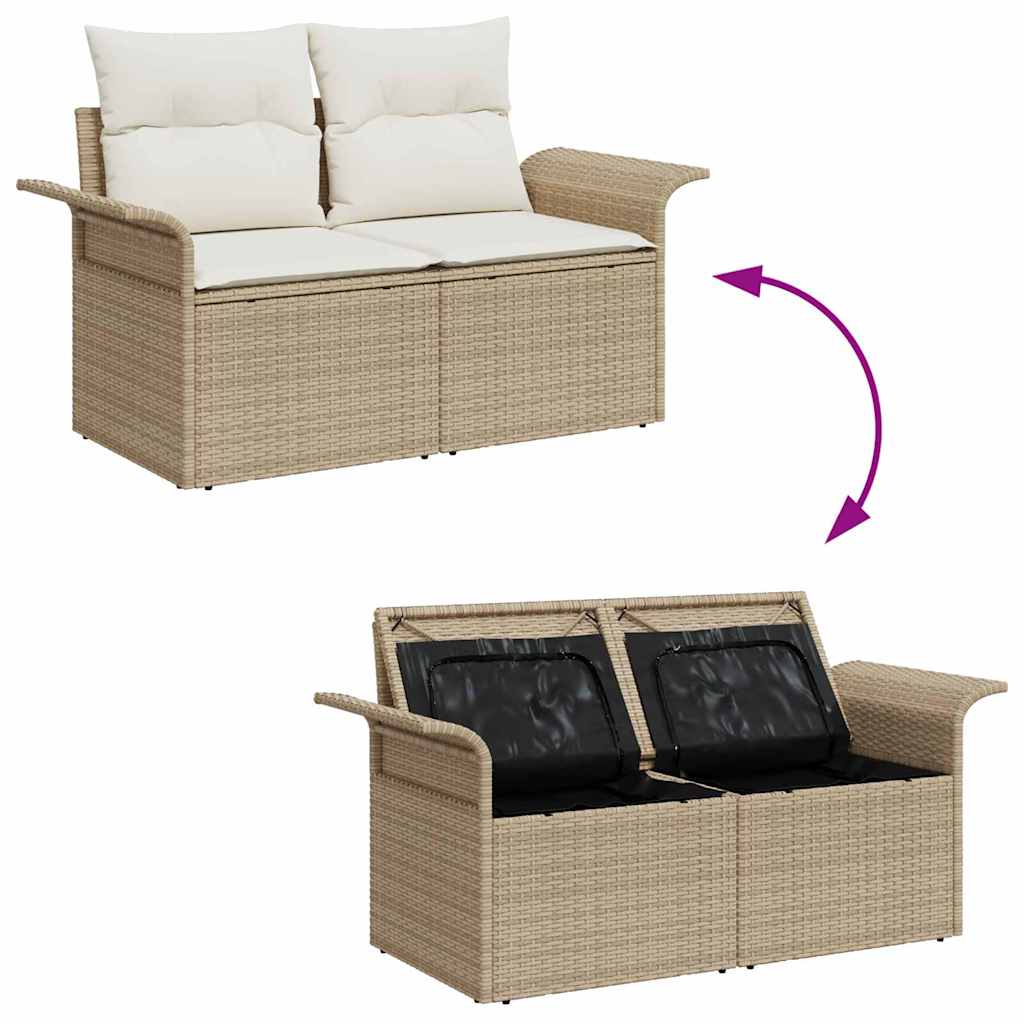 Gartensofa-set mit Kissen mit Kissen 10 pcs Beige Poly Rattan