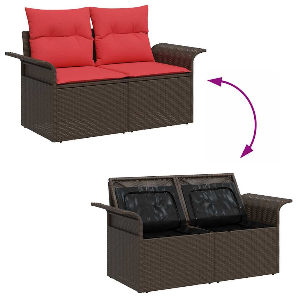 Gartensofa-set mit Kissen mit Kissen 10 pcs Braun Poly Rattan