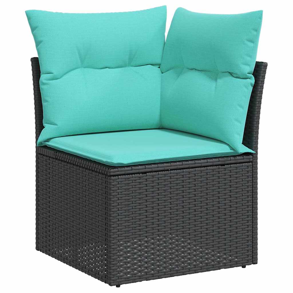 Gartensofa-set mit Kissen mit Kissen 10 pcs Schwarz Poly Rattan