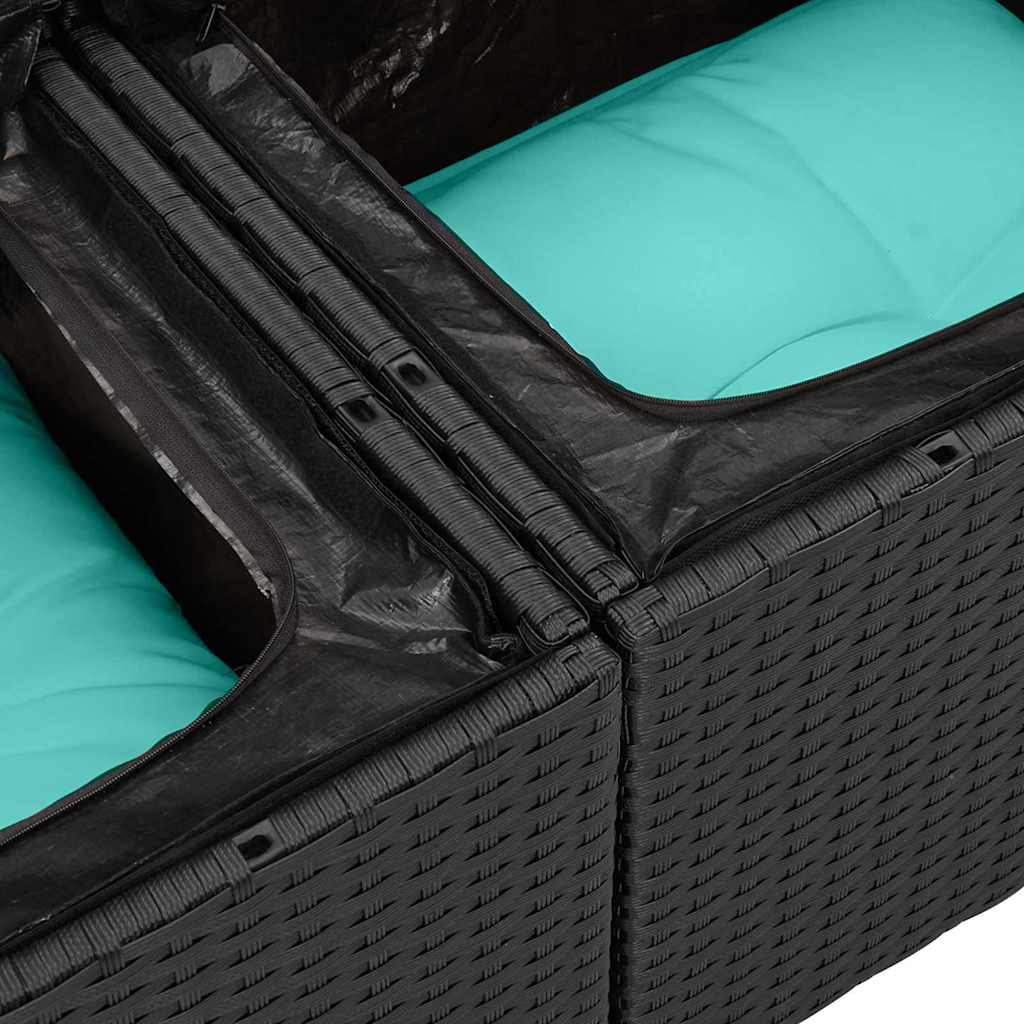 Gartensofa-set mit Kissen mit Kissen 11 pcs Schwarz Poly Rattan