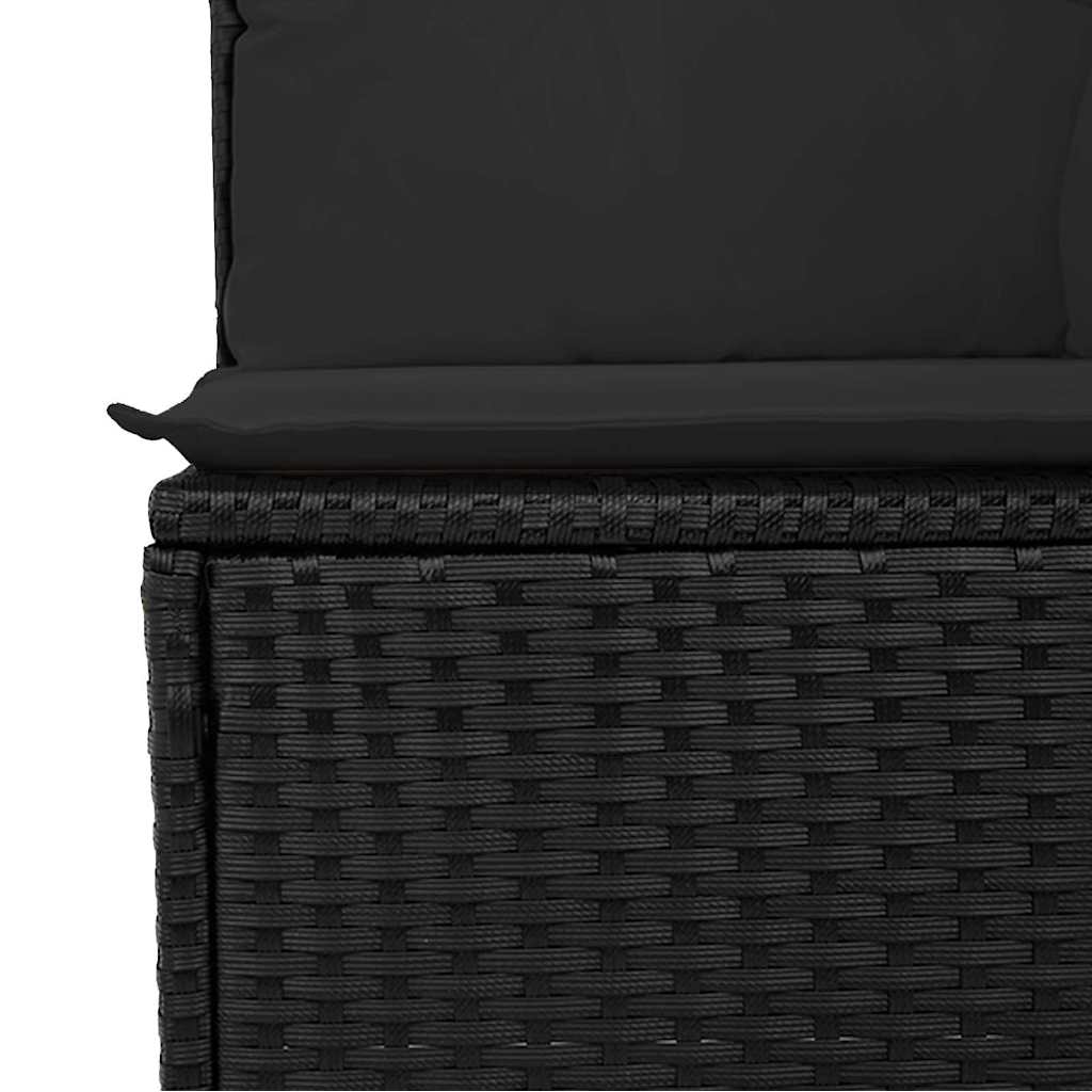 Garten-Sofa-Set mit Kissen mit Kissen 6 pcs Schwarz Poly Rattan