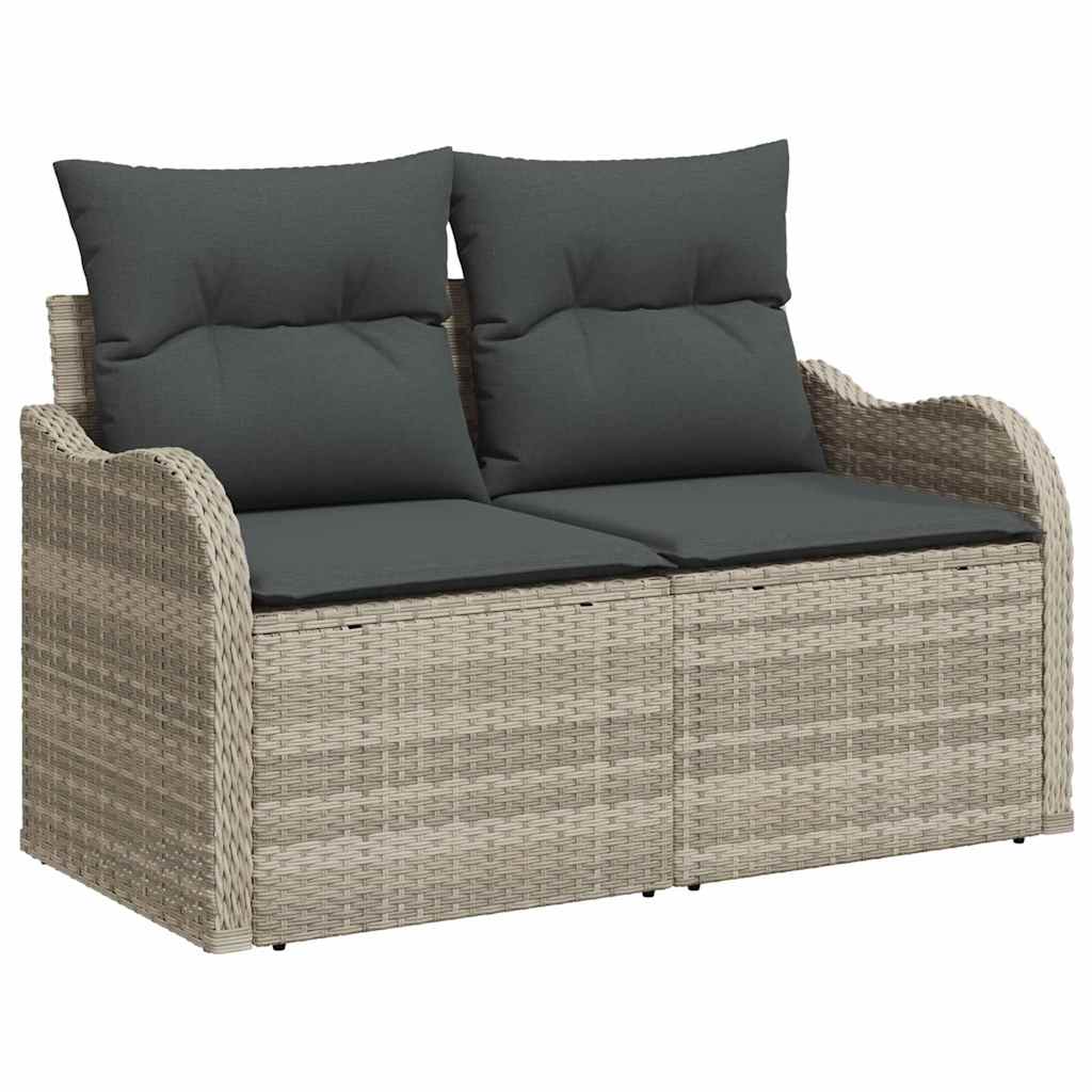 Gartensofa-set mit Kissen mit Kissen 7 pcs Hellgrau Poly Rattan