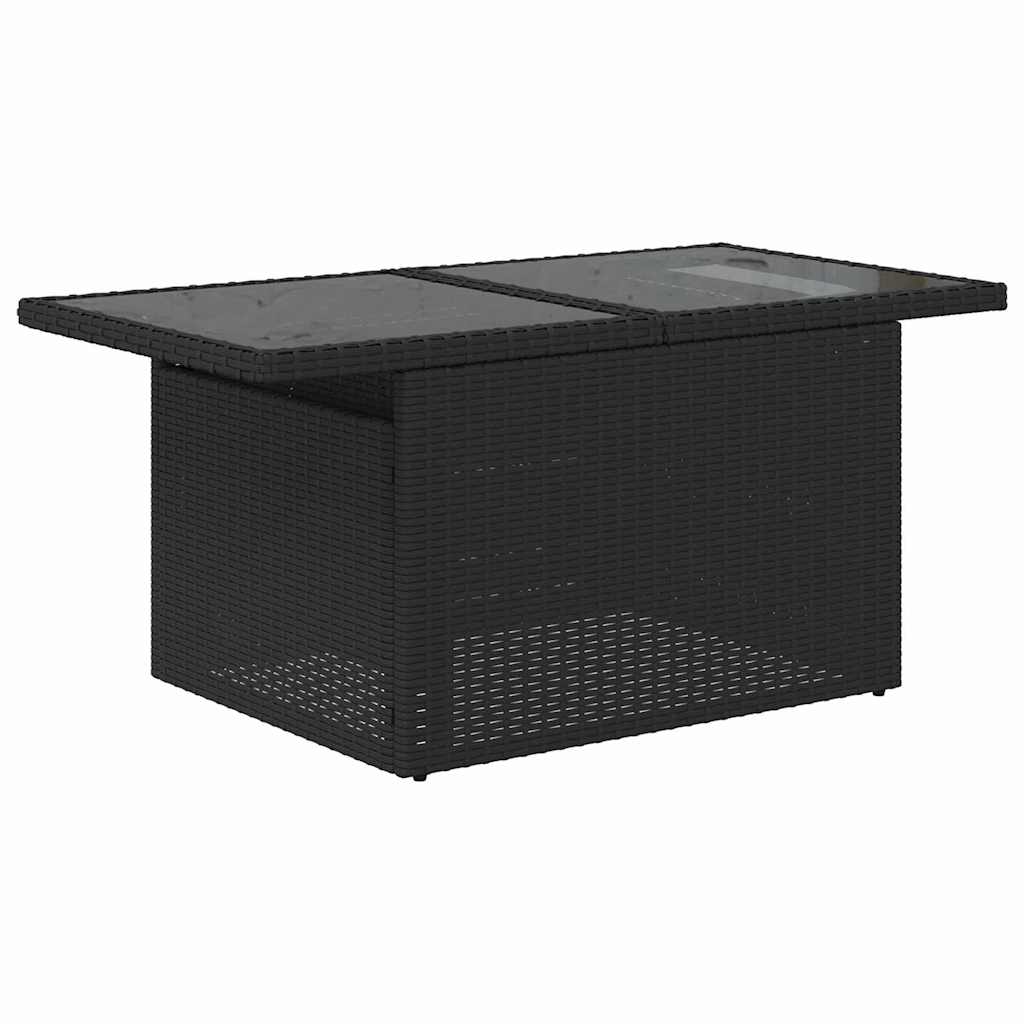Gartensofa-set mit Kissen mit Kissen 7 pcs Schwarz Poly Rattan