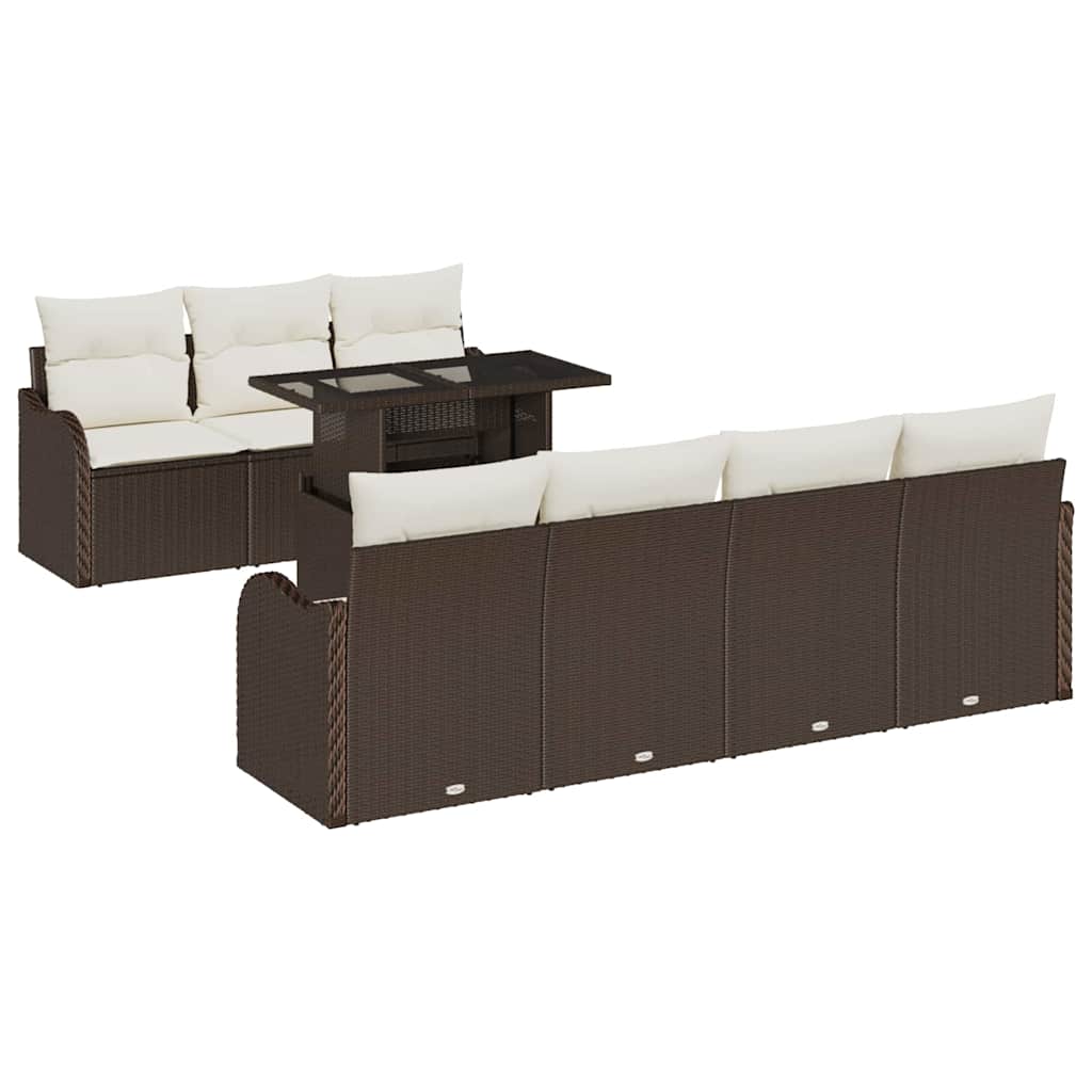 Gartensofa-set mit Kissen mit Speicher 8 pcs Braun Poly Rattan