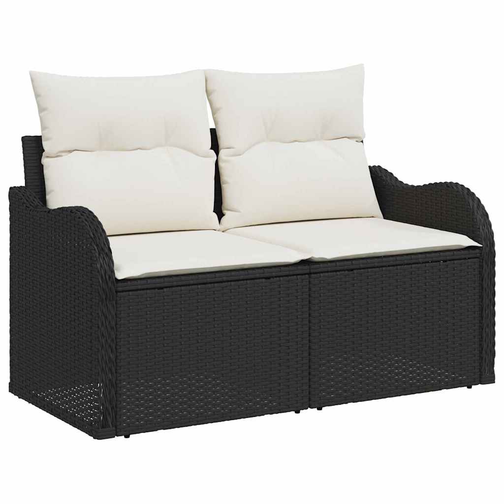 Gartensofa-set mit Kissen mit Kissen 9 pcs Schwarz Polyrattan