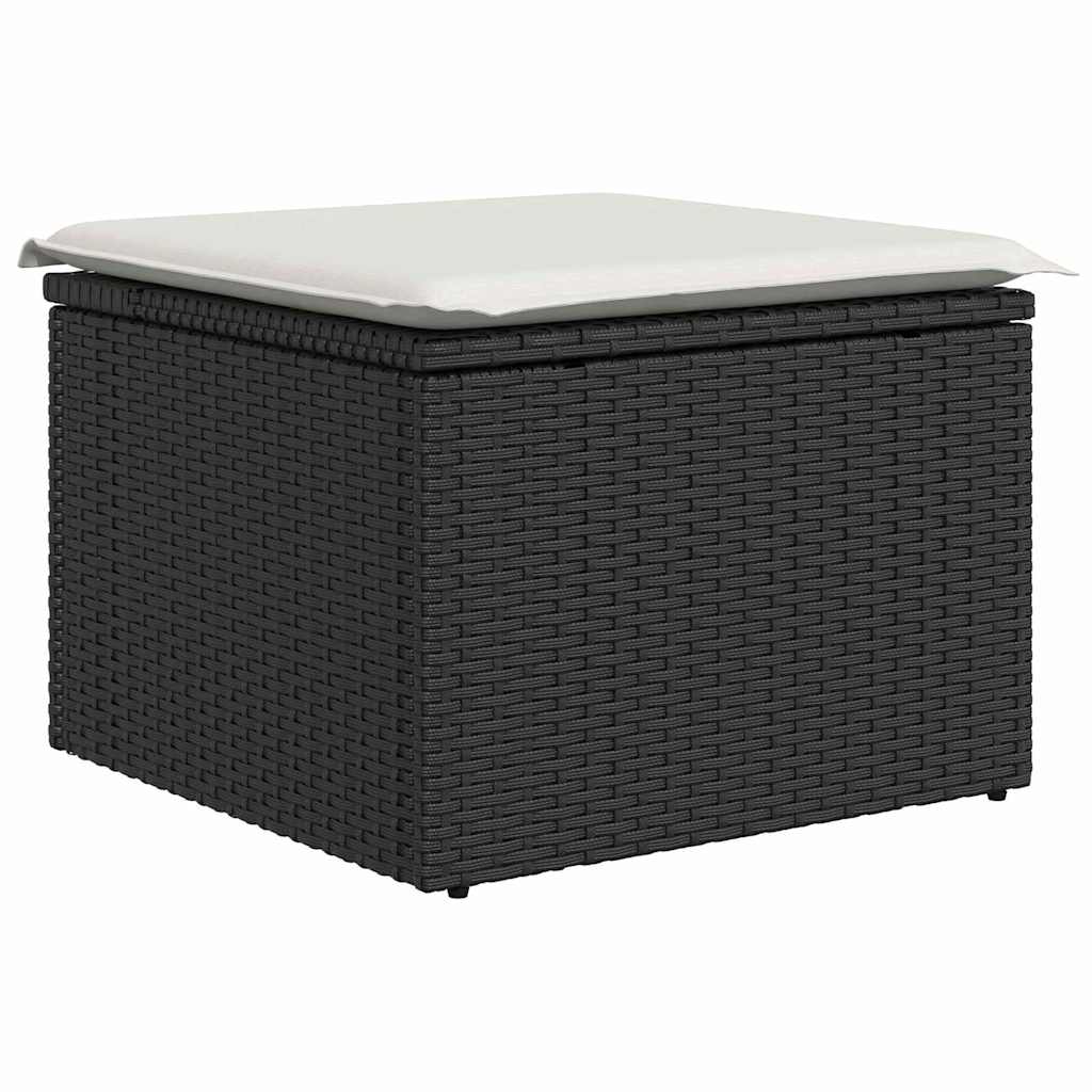 Gartensofa-set mit Kissen 6 pcs Schwarz Polyrattan