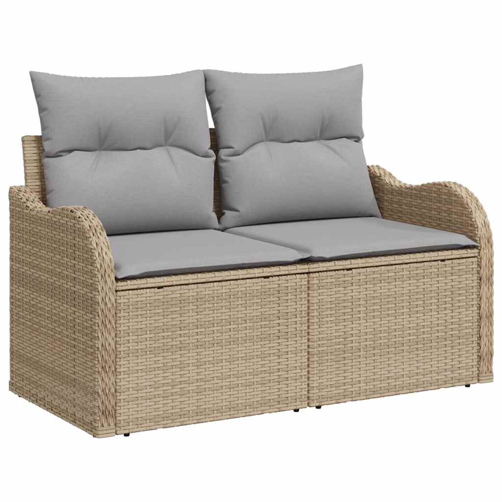Gartensofa-set mit Kissen 6 pcs Beige Polyrattan
