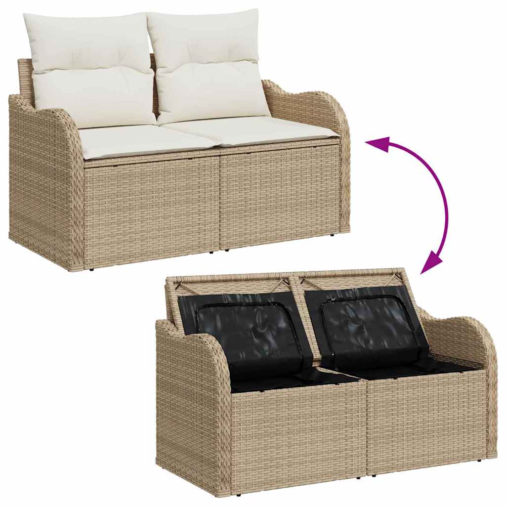 Gartensofa-set mit Kissen mit Kissen 5 pcs Beige Poly Rattan