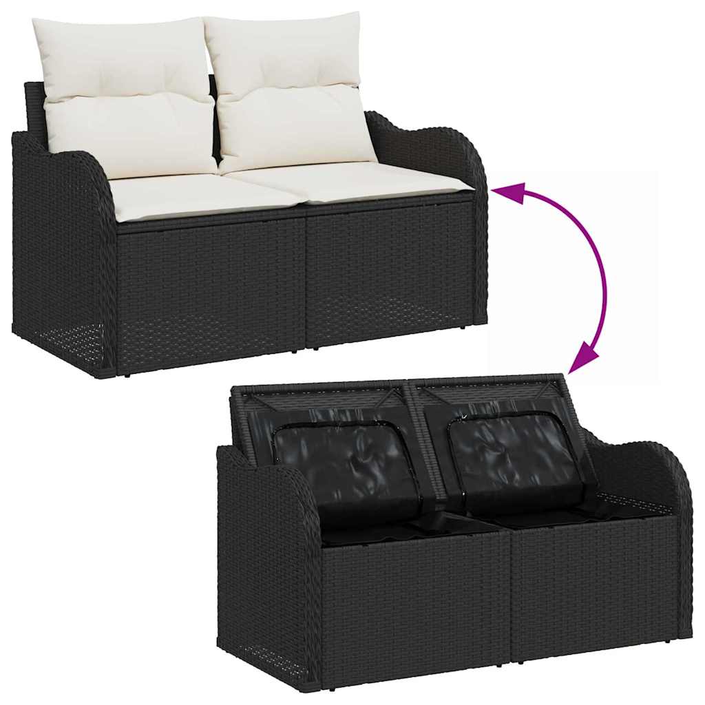 Gartensofa-set mit Kissen mit Kissen 6 pcs Schwarz Poly Rattan