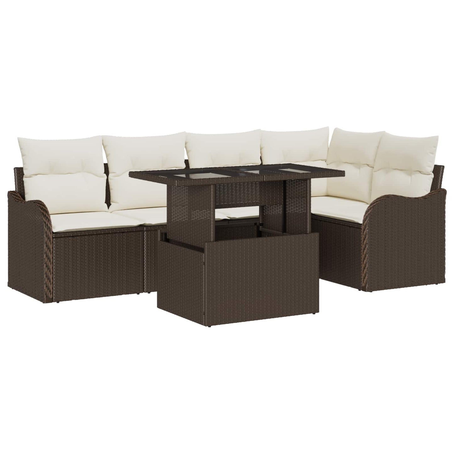Gartensofa-set mit Kissen mit Kissen 6 pcs Braun Poly Rattan