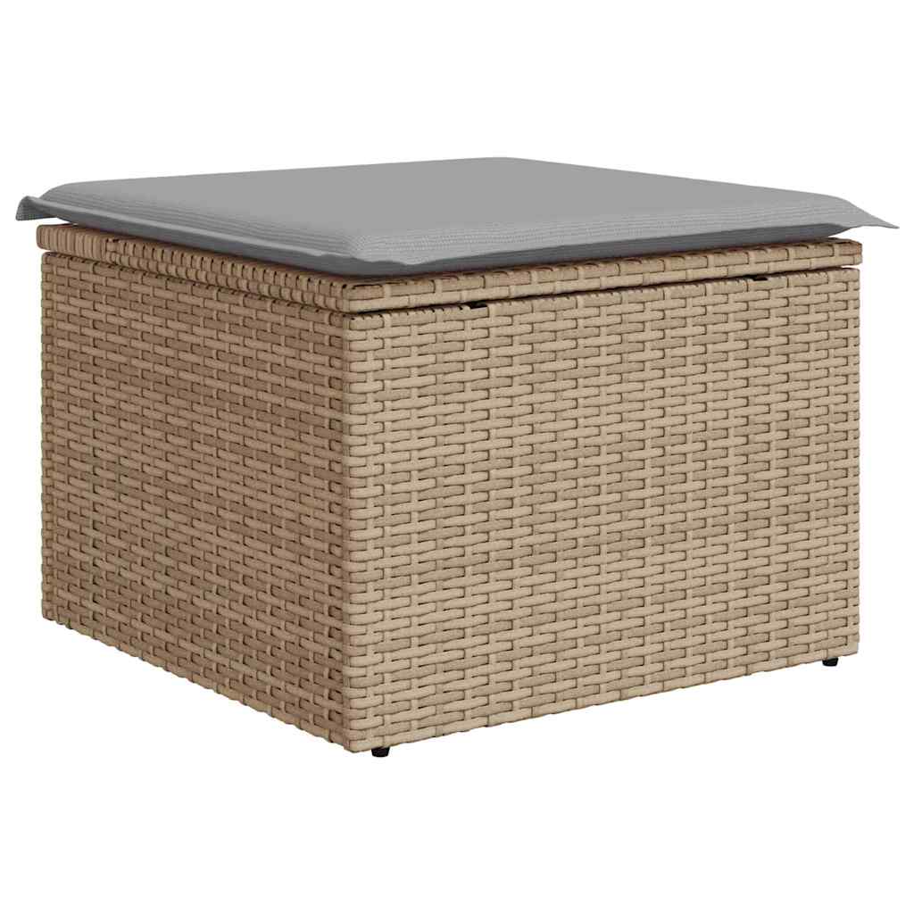 Garten-Sofa-Set mit Kissen mit Speicher 9 pcs Beige Poly Rattan