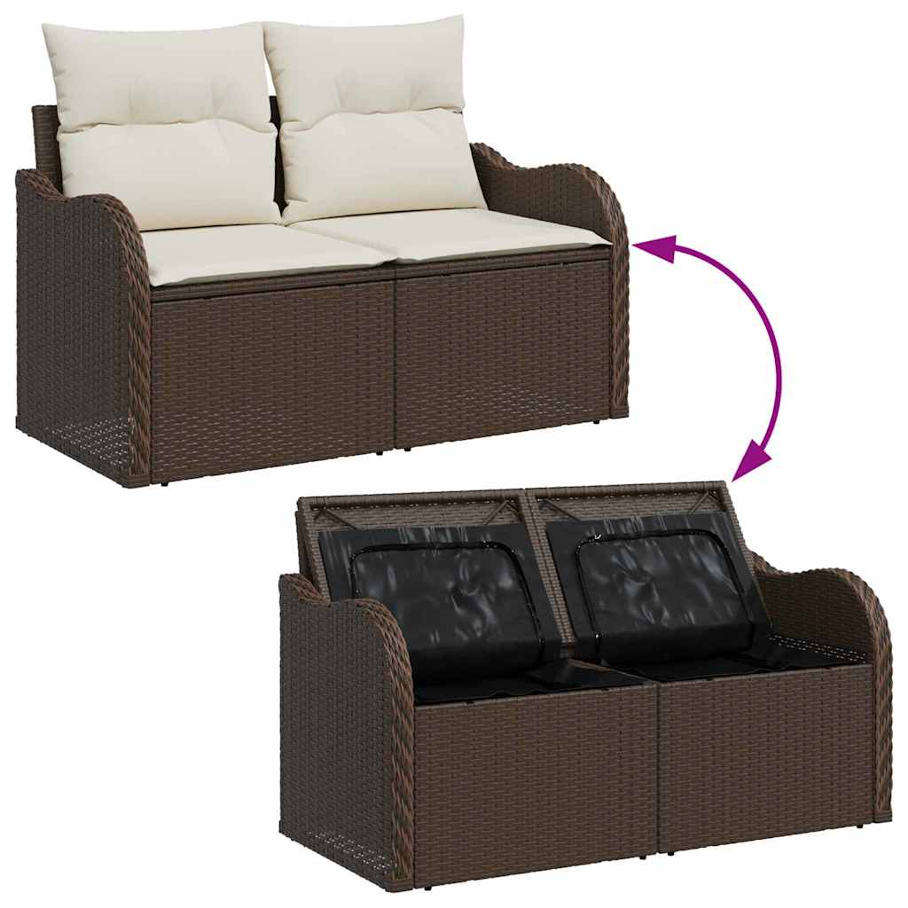 Gartensofa-set mit Kissen mit Kissen 10 pcs Braun Poly Rattan