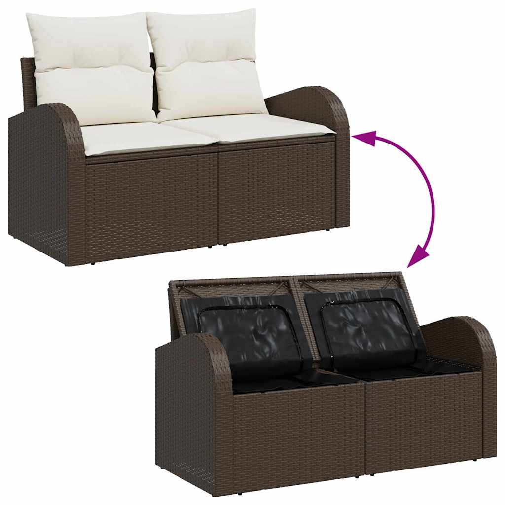 Garten-Sofa-Set mit Kissen mit Kissen 5 pcs Braun Poly Rattan