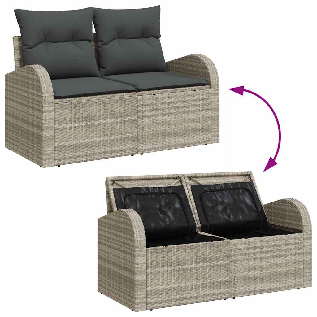 Garten-Sofa-Set mit Kissen 5 pcs Hellgrau Poly Rattan