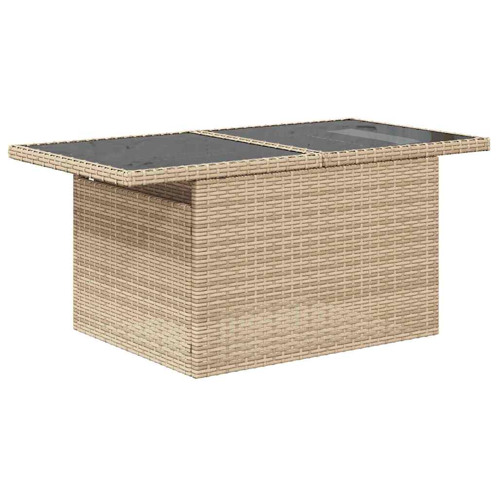 Gartensofa-set mit Kissen mit Speicher 7 pcs Beige Poly Rattan