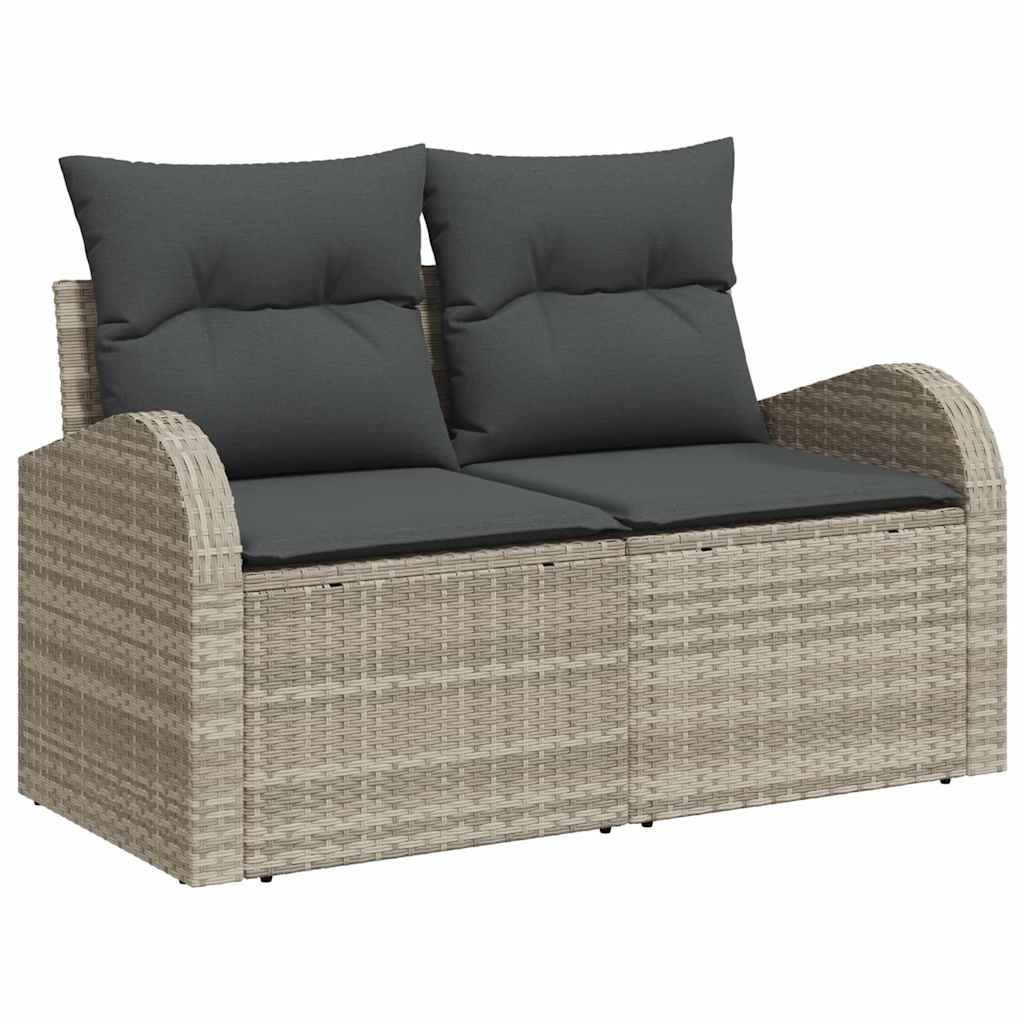 Gartensofa-set mit Kissen mit Kissen 5 pcs Hellgrau Poly Rattan