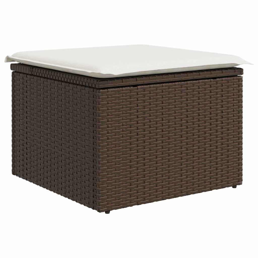 Garten-Sofa-Set mit Kissen 6 pcs Braun und Creme Poly-Rattan