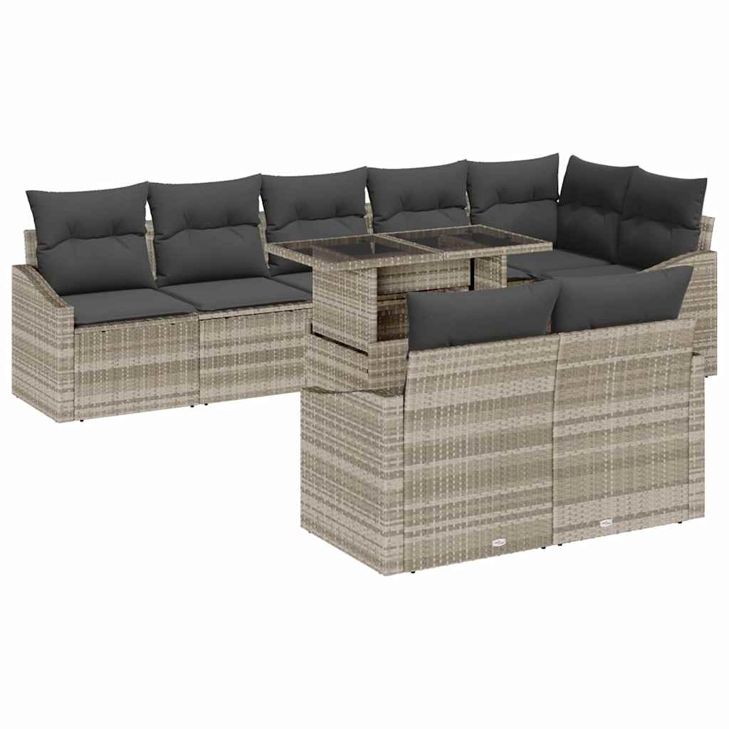Garten-Sofa-Set mit Kissen 9 pcs Hellgrau und Dunkelgrau