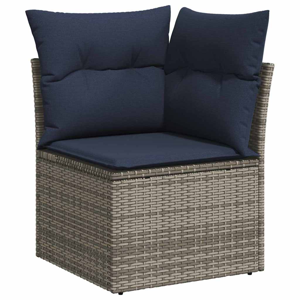 Garten-Sofa-Set mit Kissen 7 pcs Grau und Marineblau