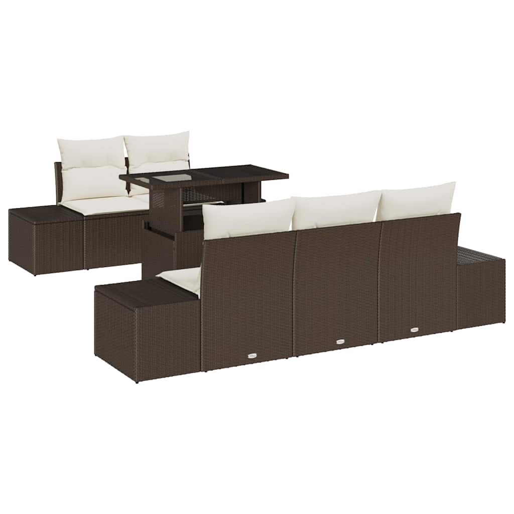 Garten-Sofa-Set mit Kissen mit Speicher 6 pcs Braun und Creme