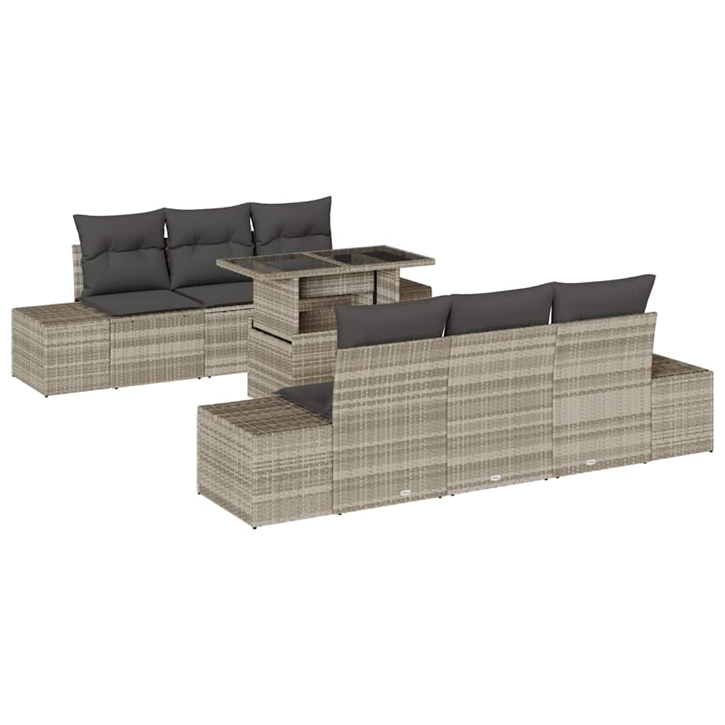 Garten-Sofa-Set mit Kissen 7 pcs Hellgrau und Dunkelgrau