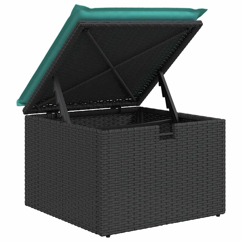 Gartensofa-set mit Kissen 4 pcs Schwarz und Türkis Poly-Rattan