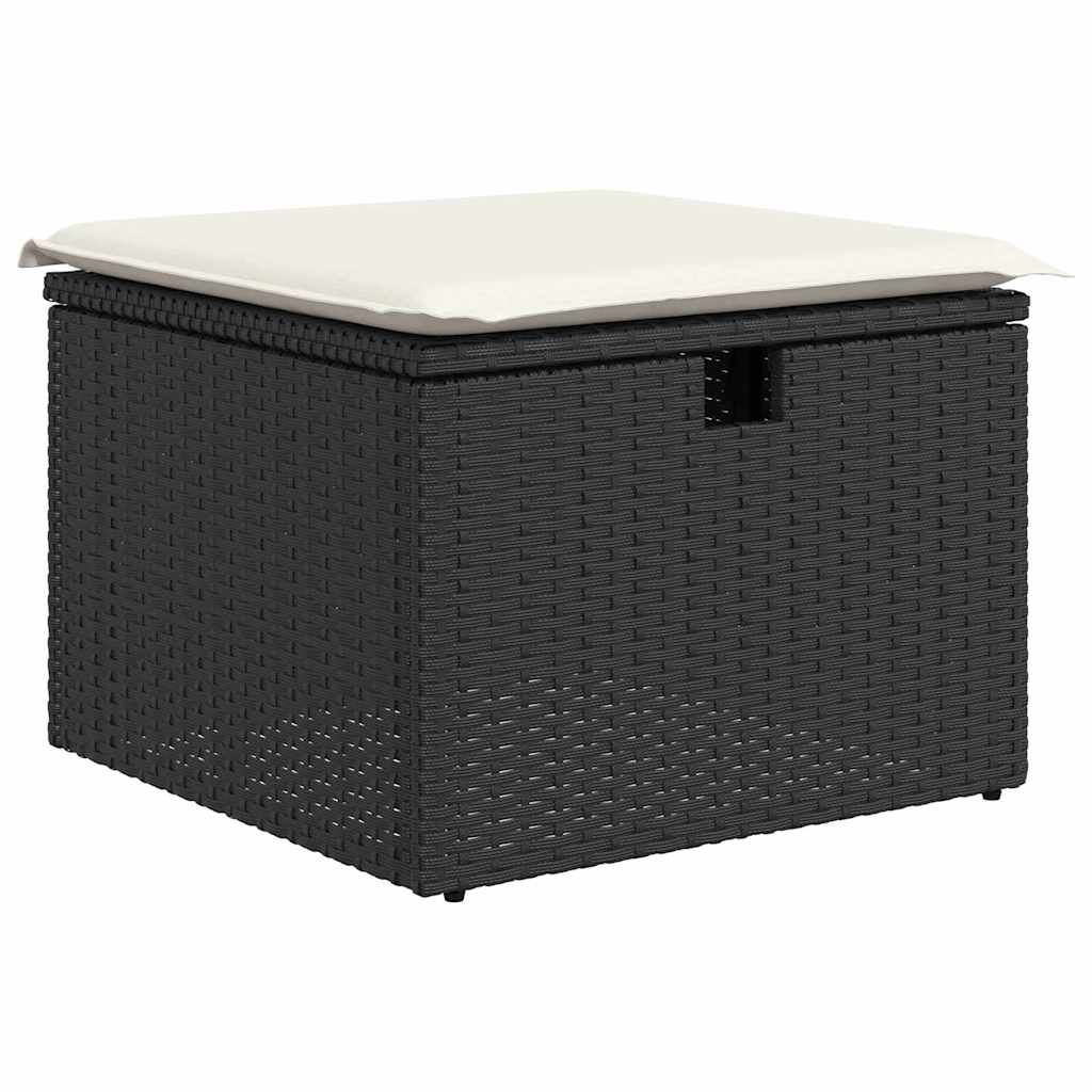 Gartensofa-set mit Kissen 6 pcs Schwarz und Creme Poly-Rattan