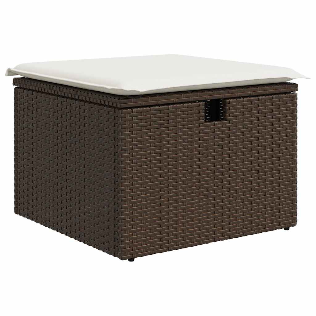 Gartensofa-set mit Kissen 6 pcs Braun und Creme Poly-Rattan