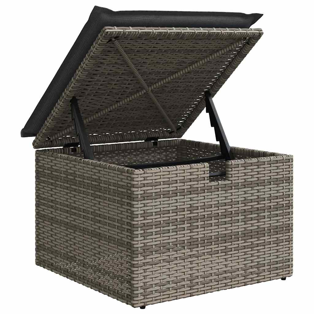 Gartensofa-set mit Kissen mit Speicher 9 pcs Grau Poly-Rattan