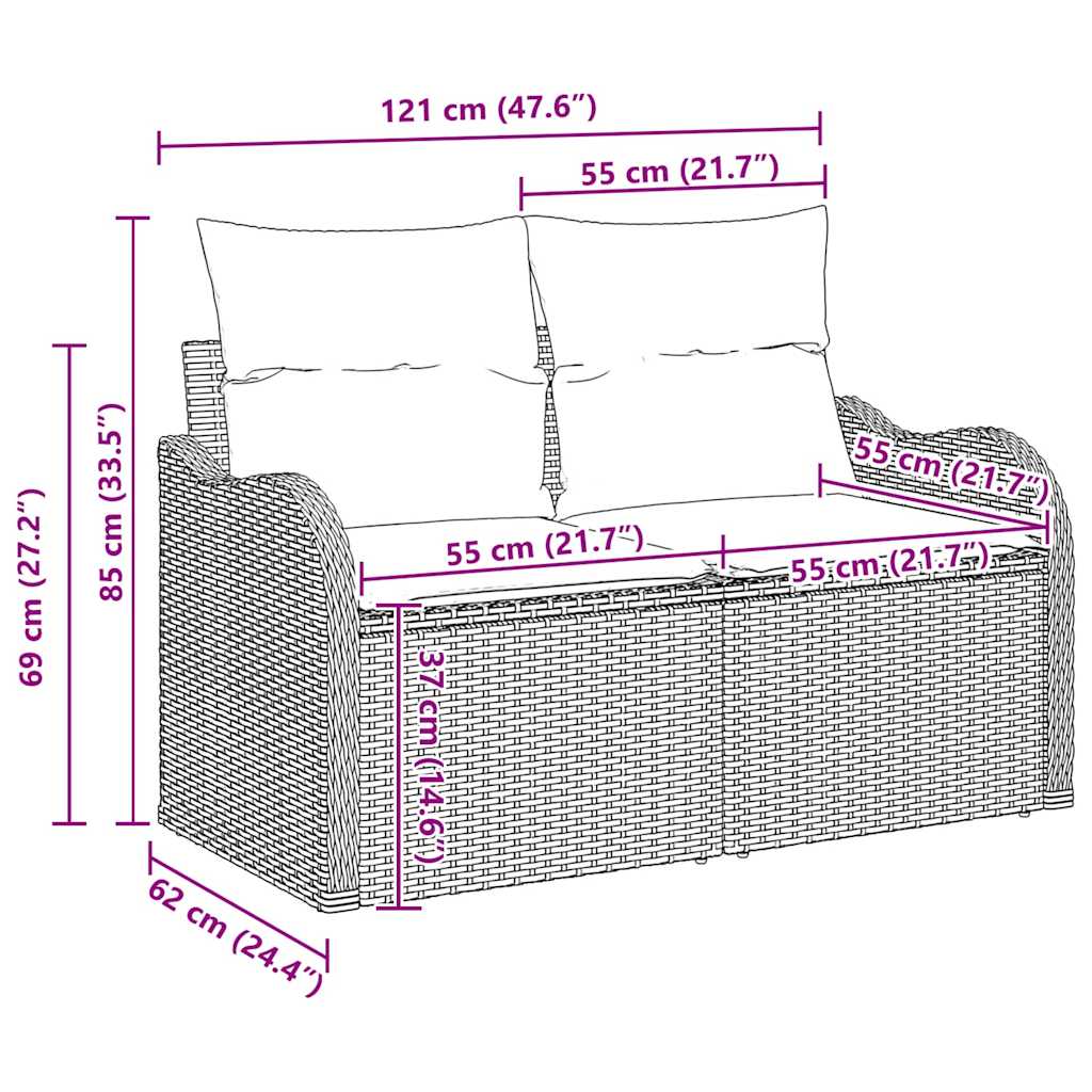 Garten-Sofa-Set mit Kissen 6 pcs Hellgrau Poly Rattan