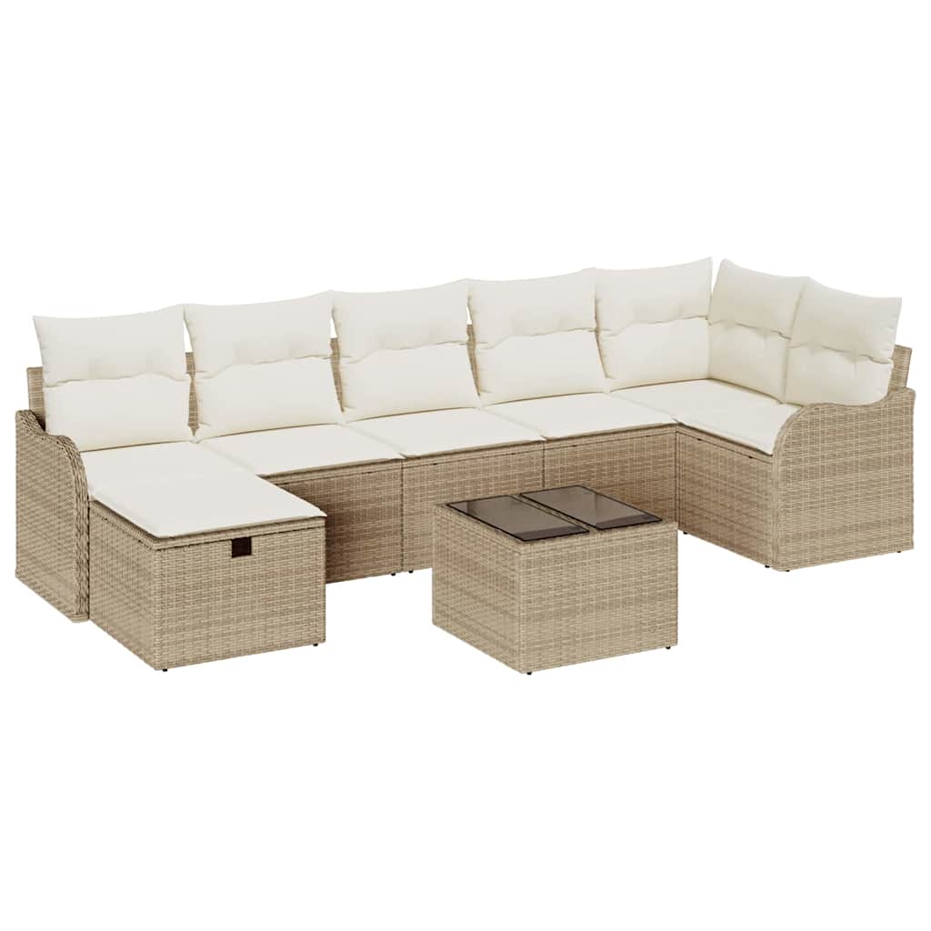 Sofa Set mit Kissen mit Speicher Beige und Creme Poly-Rattan