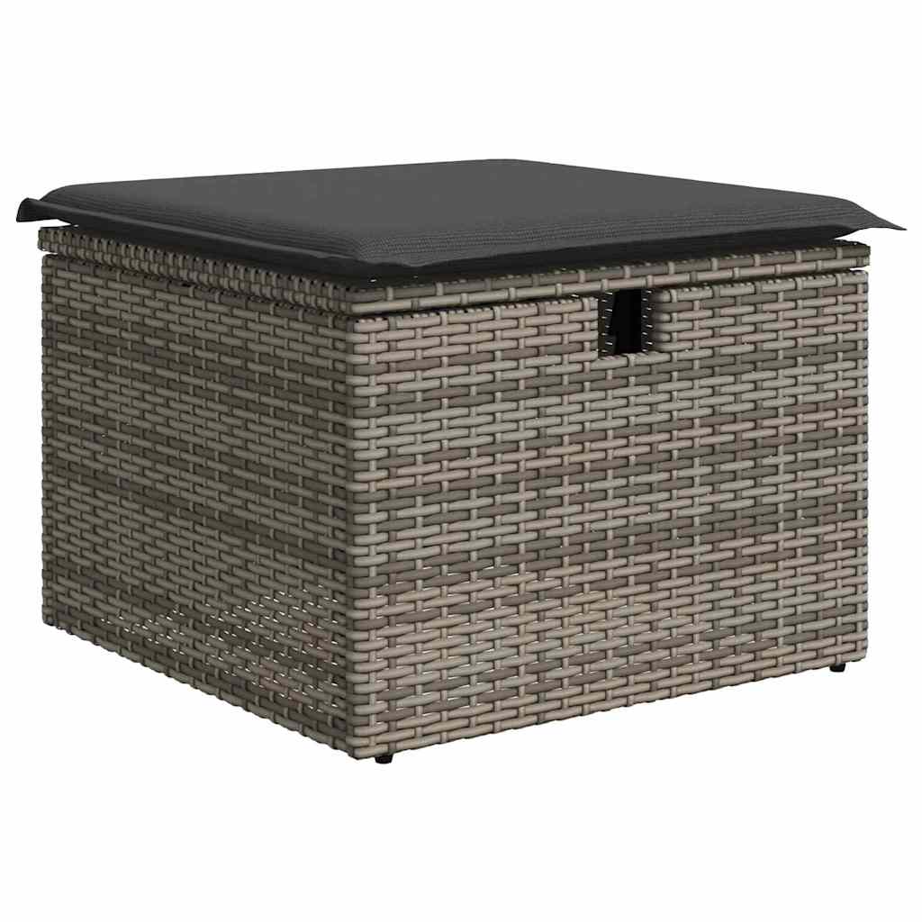 Sofa Set mit Kissen mit Speicher 9 pcs Grau Poly-Rattan