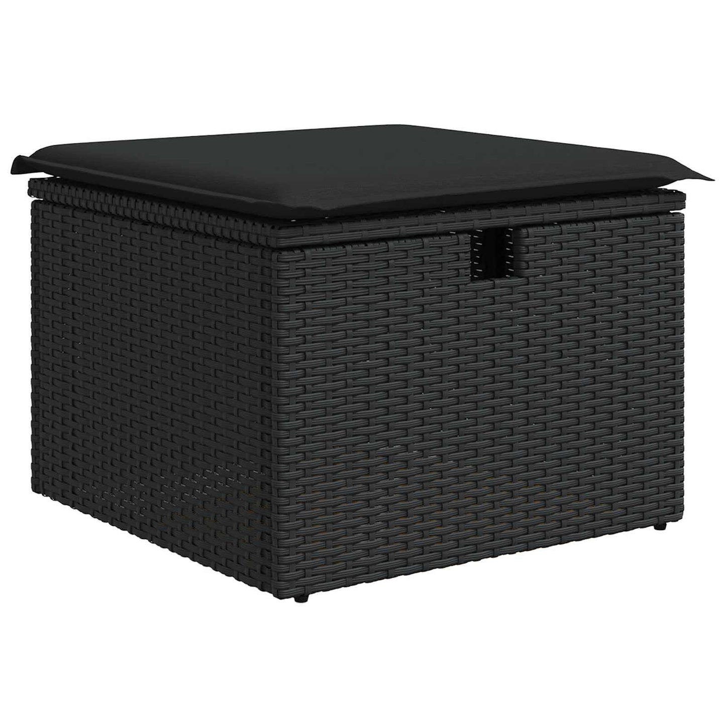 Sofa Set mit Kissen mit Speicher Schwarz Poly-Rattan
