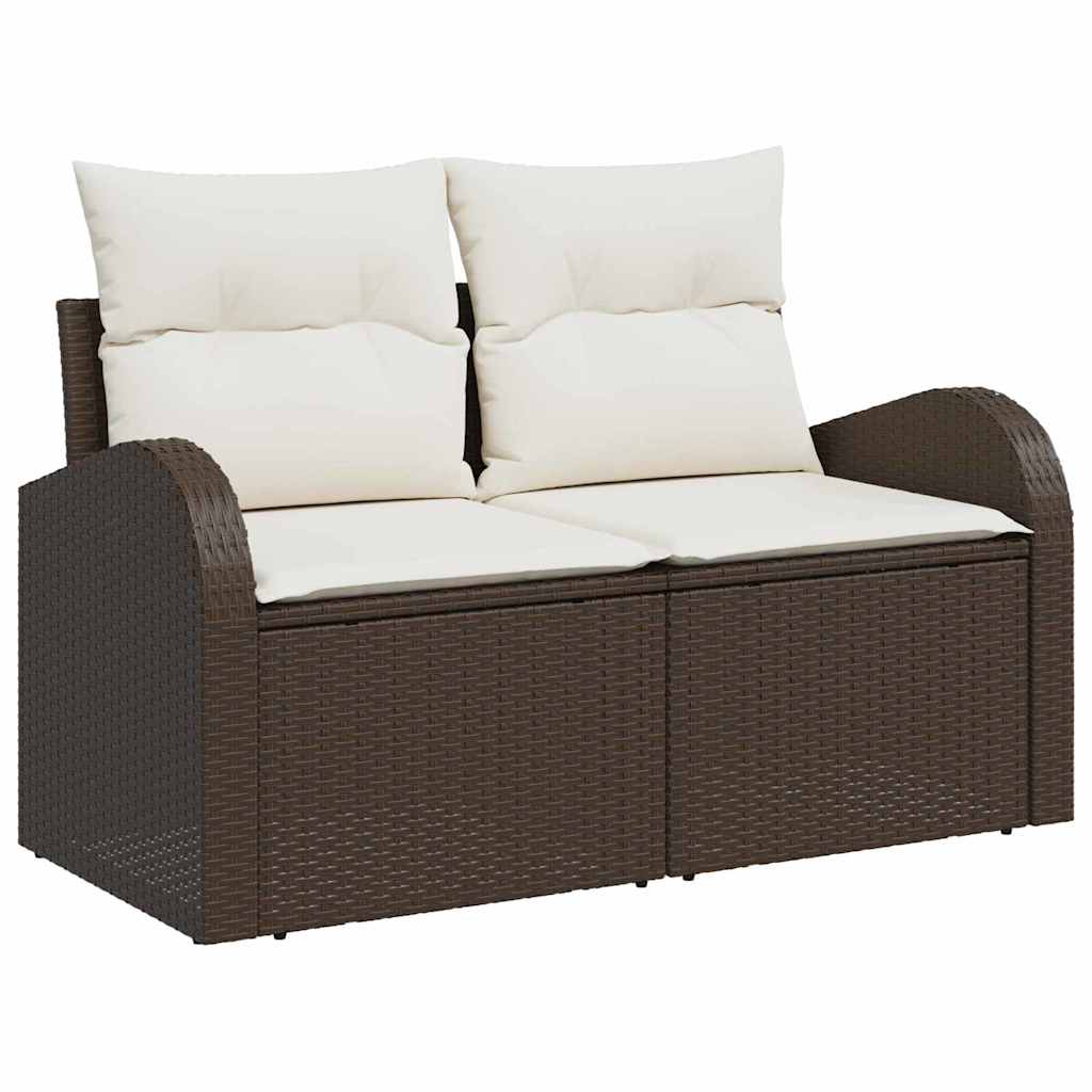 Sofa Set mit Kissen 6 pcs Braun und Creme Poly-Rattan
