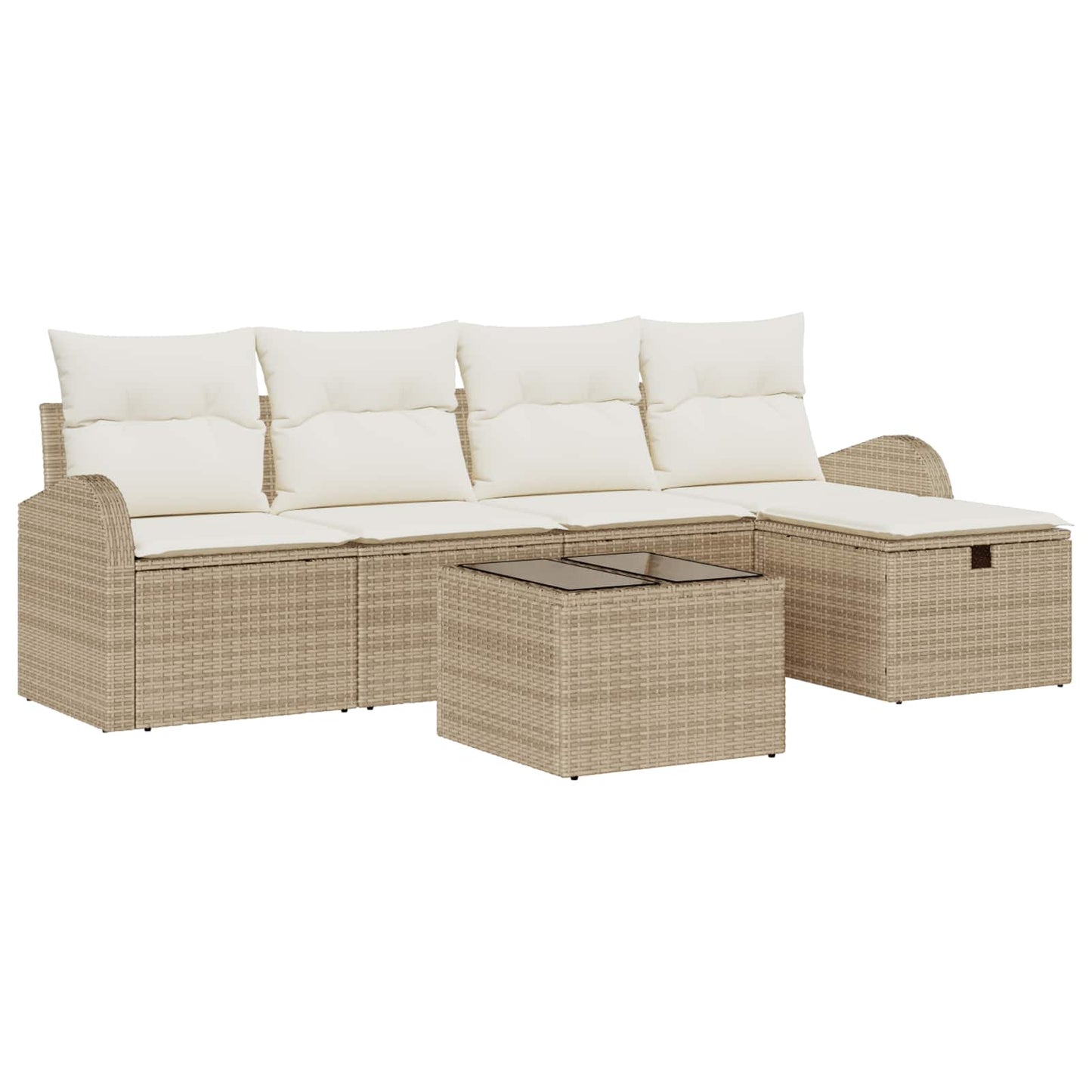 Sofa Set mit Kissen mit Speicher Beige und Creme Poly-Rattan