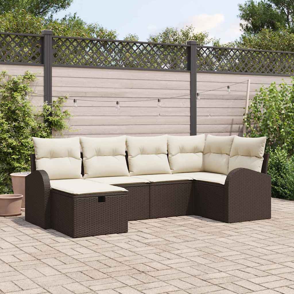 Sofa Set mit Kissen mit Speicher Braun und Creme Poly-Rattan