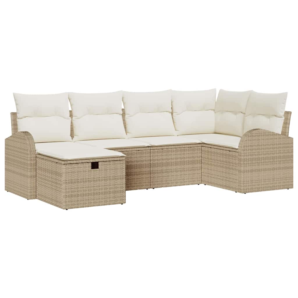 Sofa Set mit Kissen mit Speicher Beige und Creme Poly-Rattan