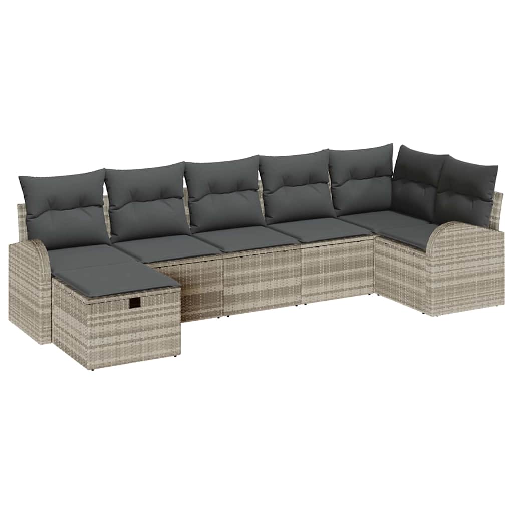 Sofa Set mit Kissen mit Speicher Hellgrau Poly-Rattan