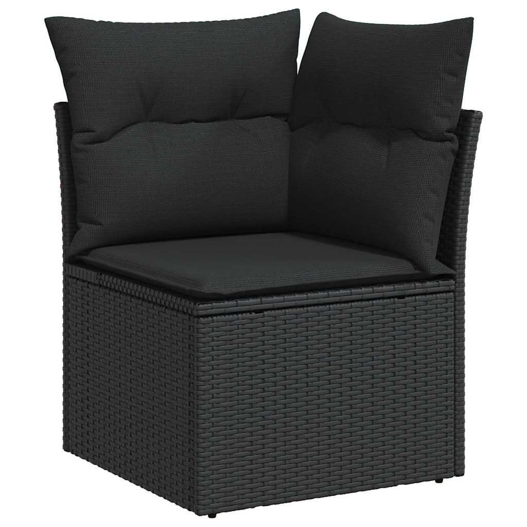 Sofa Set mit Kissen mit Speicher 9 pcs Schwarz Poly-Rattan