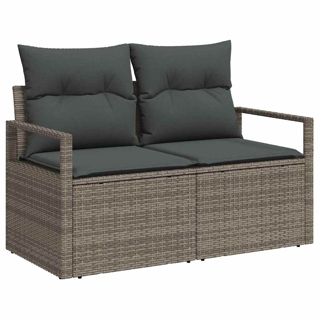Sofa Set mit Kissen mit Speicher 8 pcs Grau Poly-Rattan