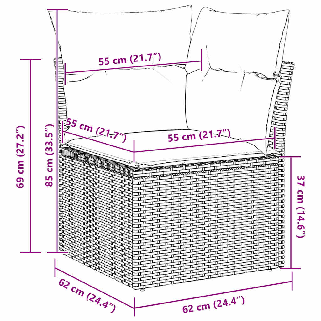 Sofa Set mit Kissen mit Speicher Beige und Creme Poly-Rattan