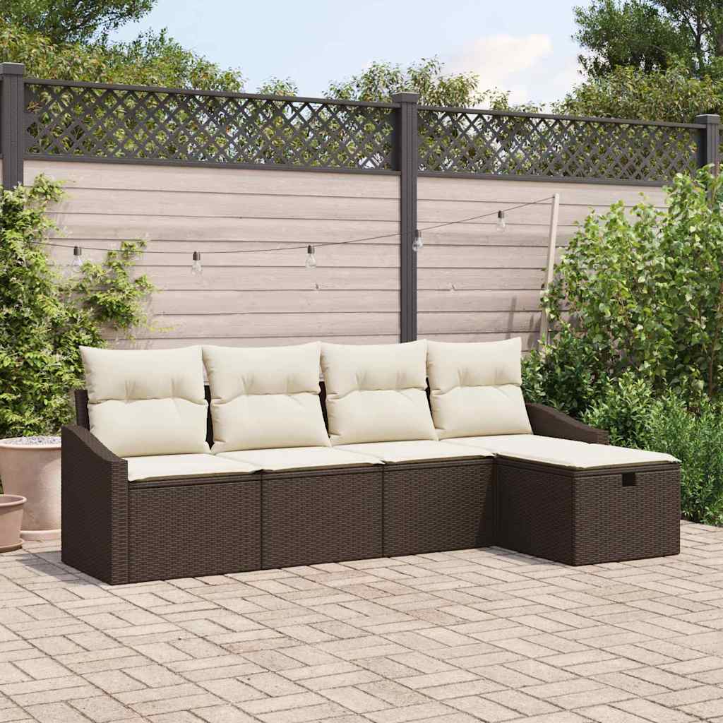 Sofa Set mit Kissen 5 pcs Poly-Rattan